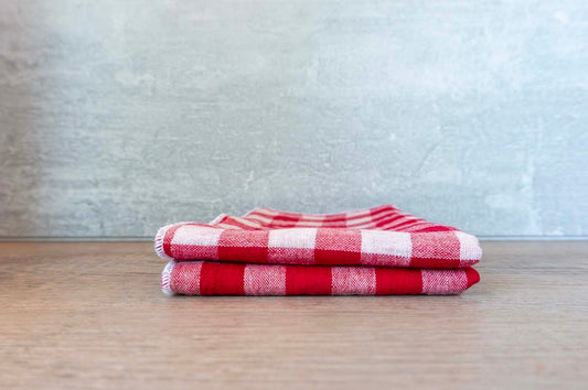 Linen Cloth Napkins - Red Gingham