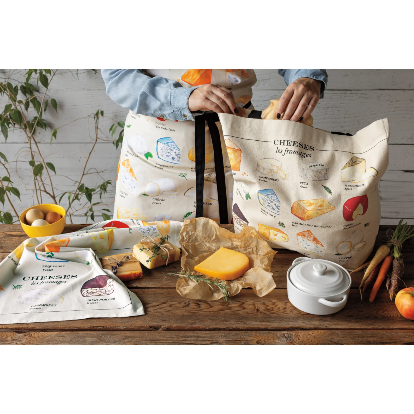 Les Fromages Printed Cotton Tea Towel