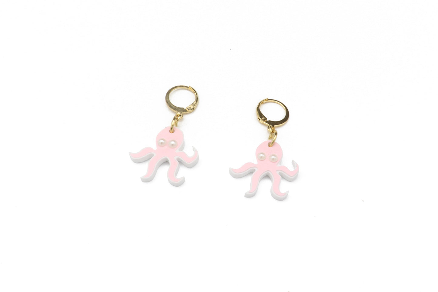 Pink Octopus Charm Earrings