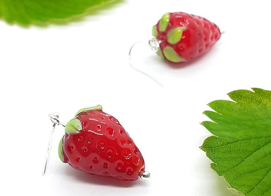 Strawberry Glass Drop Earrings