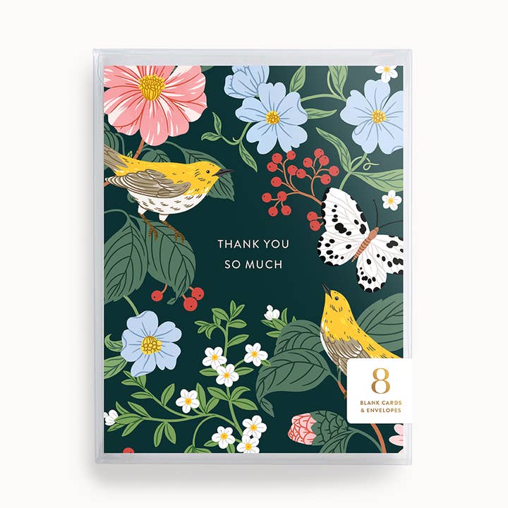 Birds and Flowers Boxed Thank You Cards