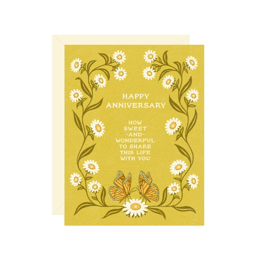 Daisies & Butterflies Anniversary Card