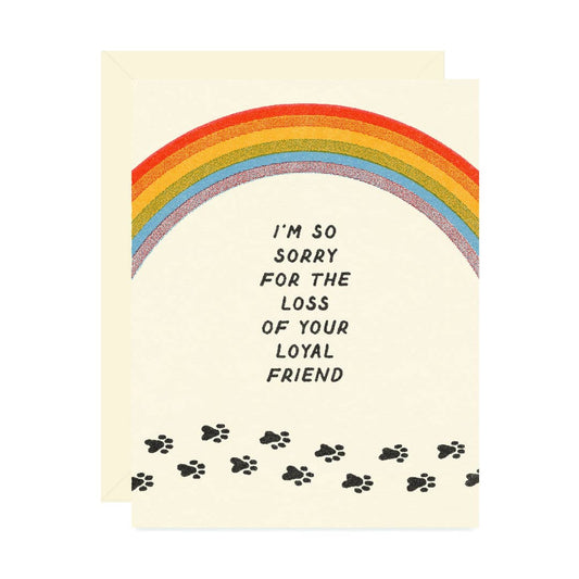 Pet Sympathy Rainbow Paw Prints Card