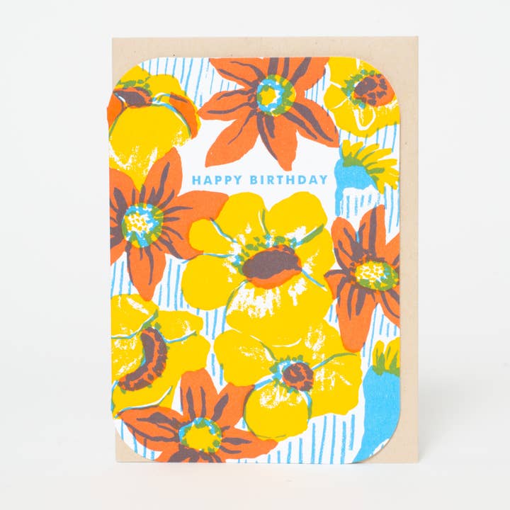 Bold Flower Birthday Letterpress Card