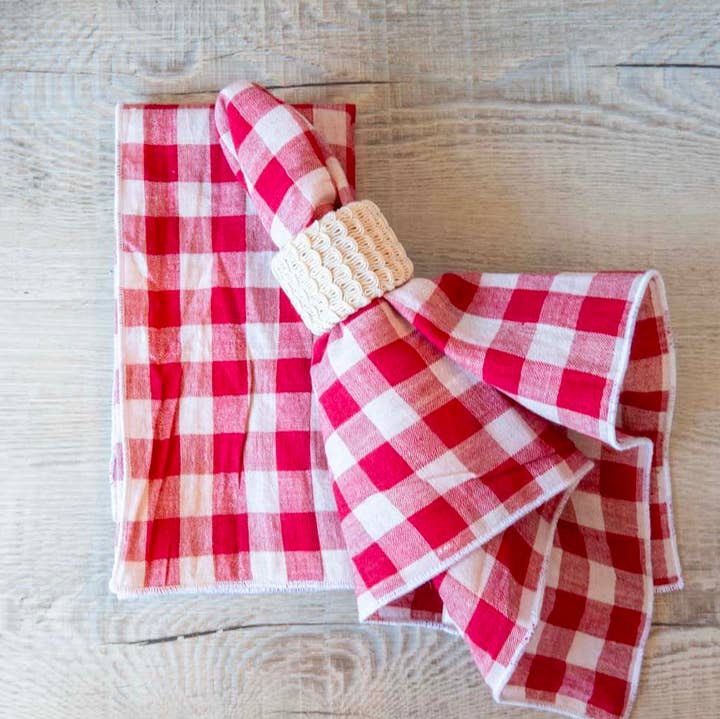 Linen Cloth Napkins - Red Gingham