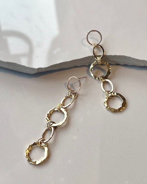 Hammered Brass Loop Earrings