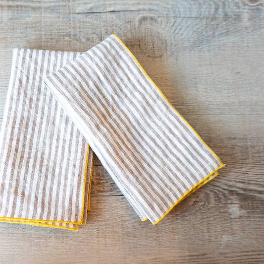 Linen Cloth Napkins - Neutral Striped