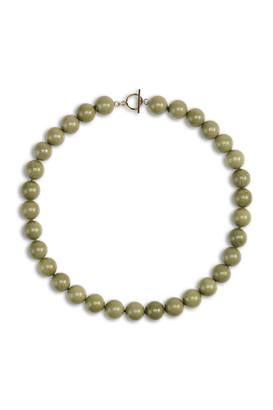 Grande Boule Avocado Jasper Necklace