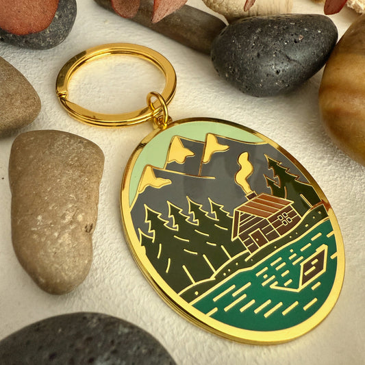 Bankhead Mountain & Cabin Enamel Keychain