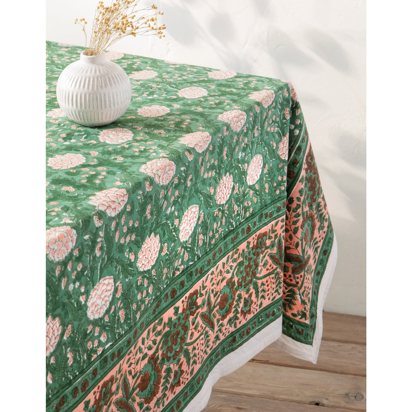 Peony Block Print Tablecloth