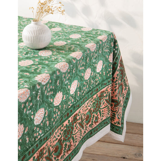 Peony Block Print Tablecloth