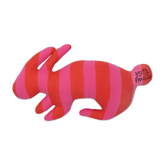 Bunny Pillow in Red Pink Stripe