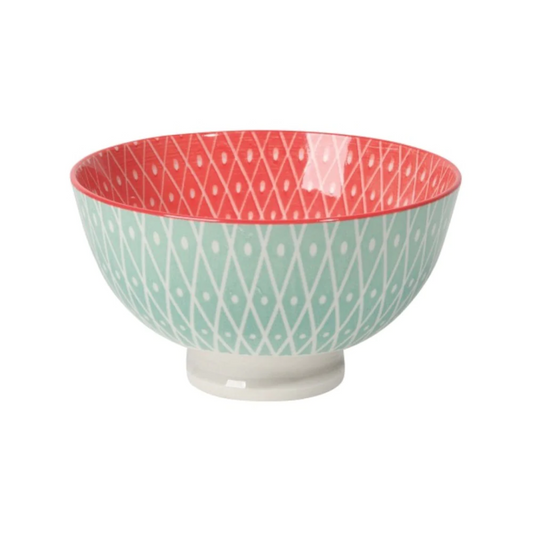 Blue Geo Pink Stamped Bowl