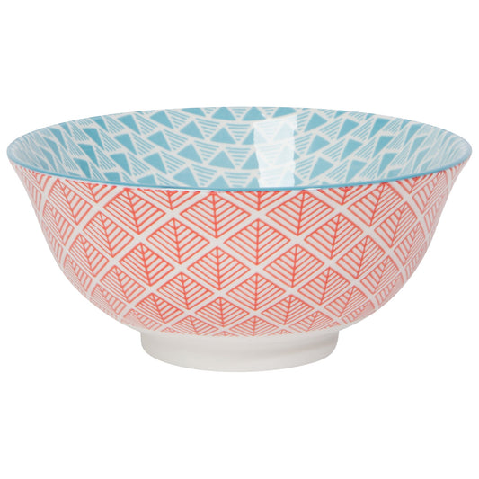 Red Blue Leaf Geo Stamped Bowl